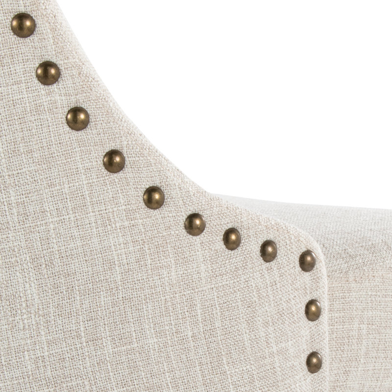 Studded Marcel 27" Fixed-Height Counter Stool With Metal Legs & Round Footrest - Set Of  2, Cream