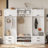 4-In-1 Detachable Hall Tree With Storage And 7 Hooks, Multiple Functions Hallway Coat Rack With Storage Drawers And Cabinet, White  Shoe Bench For Entryway Hallway-1774740282