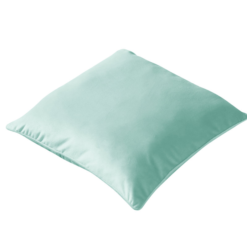 Aqua Velvet Square Throw Pillow with Piped Edges