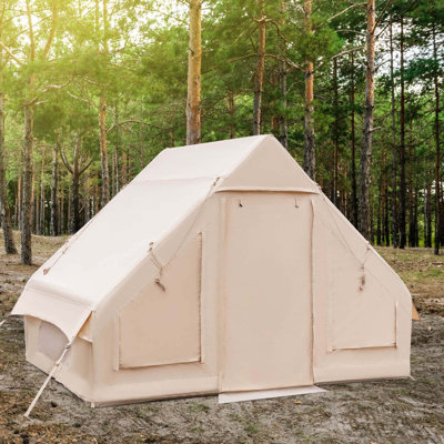 Costway Inflatable Camping Tent 2-6 People Cotton Glamping Tent For Family Camping