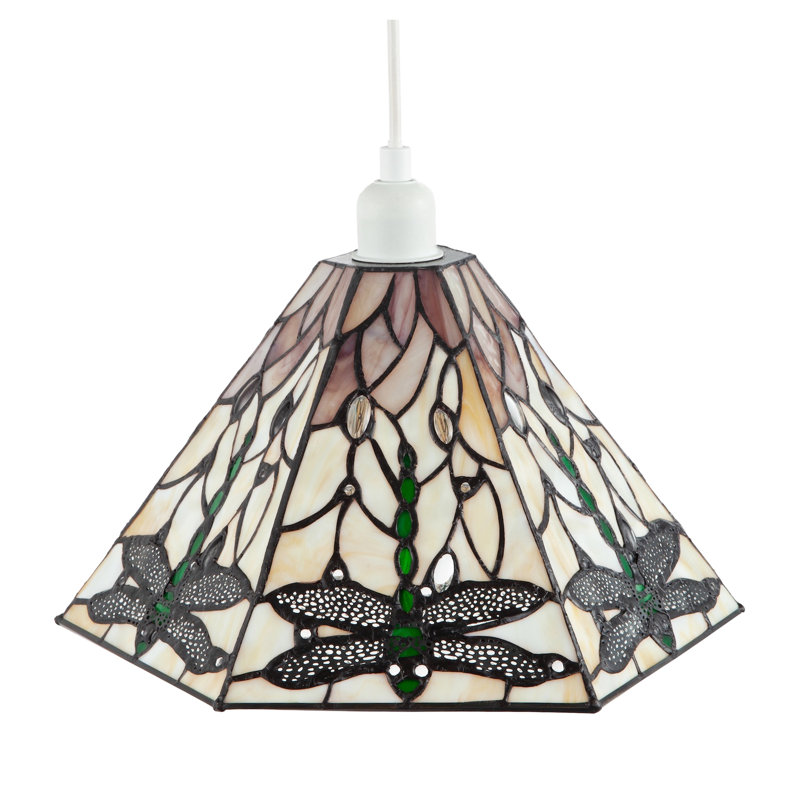 Dragonfly Tiffany Glass Pendant Light Shade With Hexagonal Shape By