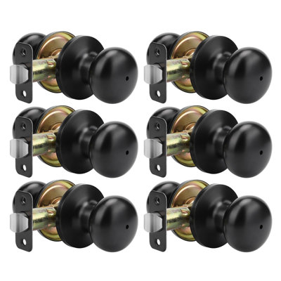 Black Interior Door Knobs, Matte Black Bedroom Door Knob, Door Knobs Interior Bulk, Privacy Door Knob for Bedroom or Bathroom(6 Pack)