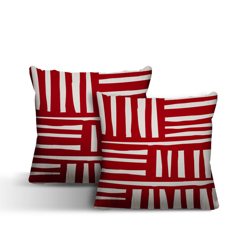 No Decorative Addition Outdoor Reversible Throw Pillow, 15W" x 15H", Red