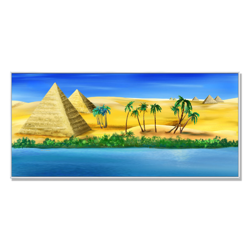 Anciennes pyramides du Nil - Impression sur toile, L 12 po x H 8 po, Cadre blanc