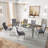 Rectangle Glass Dining Table With Tempered Glass Top & Stainless Steel Legs-750027102-750027099-750027096