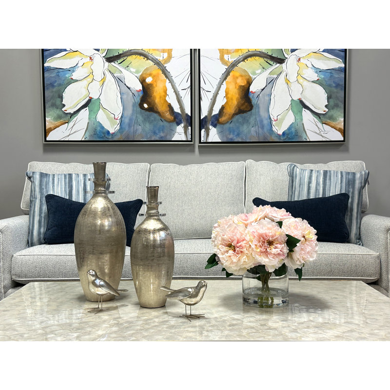 Peony Floral Arrangement In A Clear Glass Vase