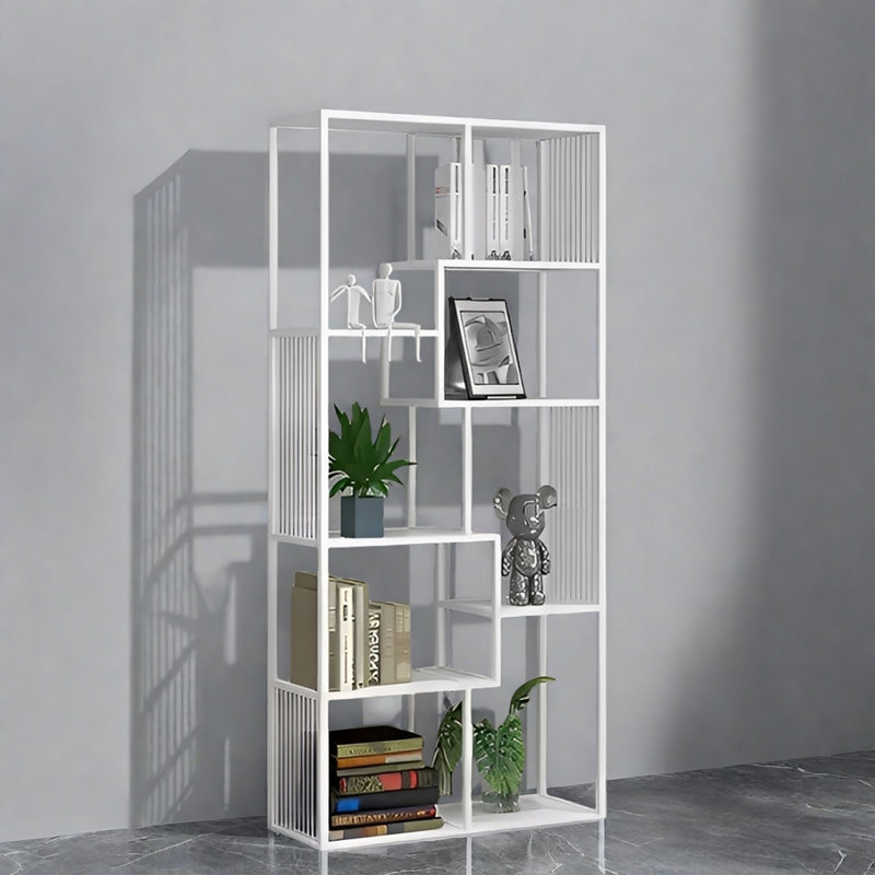 Une bibliothèque au design minimaliste, (7 tablettes) H 78,7 po x l 35,4 po x P 11,8 po, Blanc