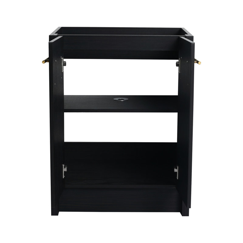 Meuble-lavabo autoportant contemporain de 24 pouces - Rangement intérieur châtaignier noir Luxury Elegance, 24"