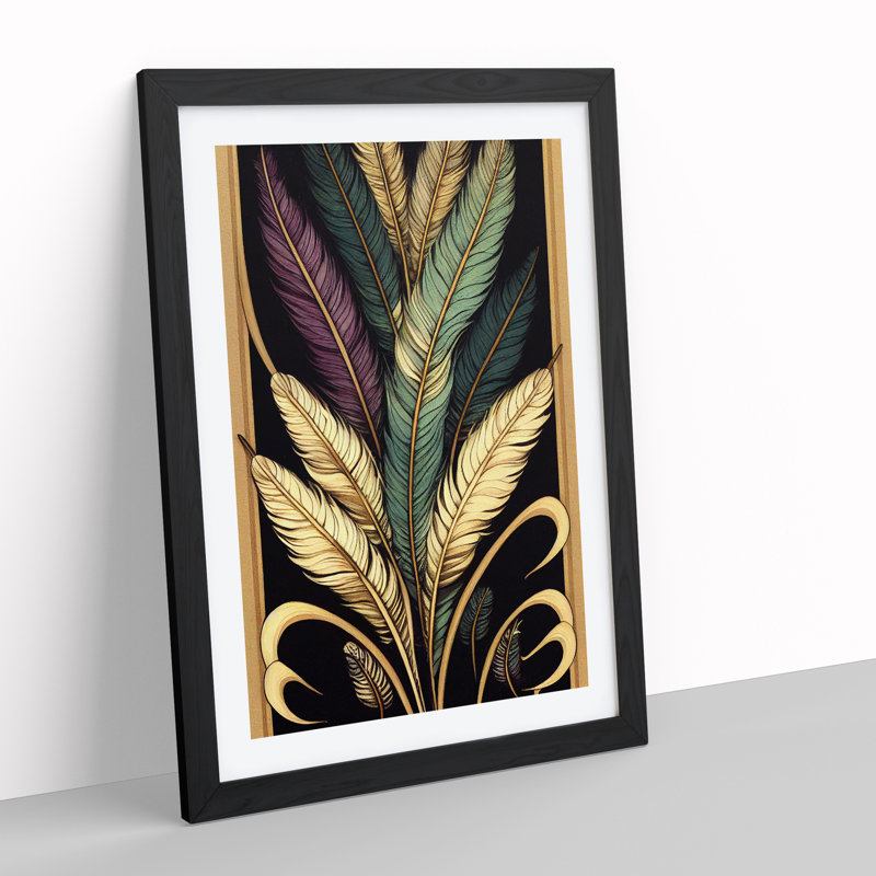Classic Feathers - Wall Art, Black Framed, 36cm H x 27cm W x 2cm D, White