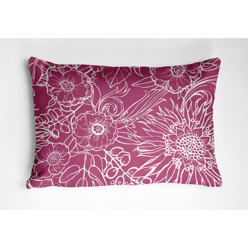 Cuban Flare Print Faux Linen Textured Pillow, Pink
