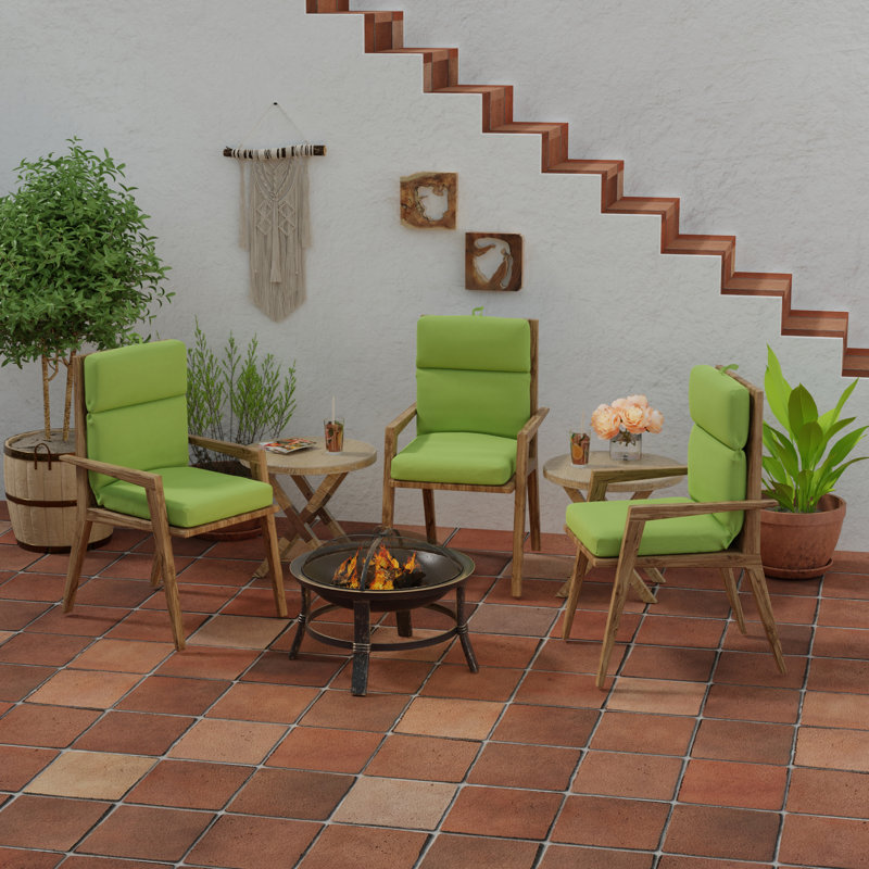 22" x 44" Outdoor Chair Cushion with Ties and Loop, Canvas Gingko