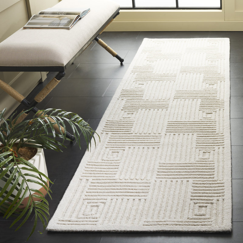 Textural 112 Hand Tufted 80% Wool; 20% Cotton Geometric Shapes Rug, Runner 2'3" x 8'