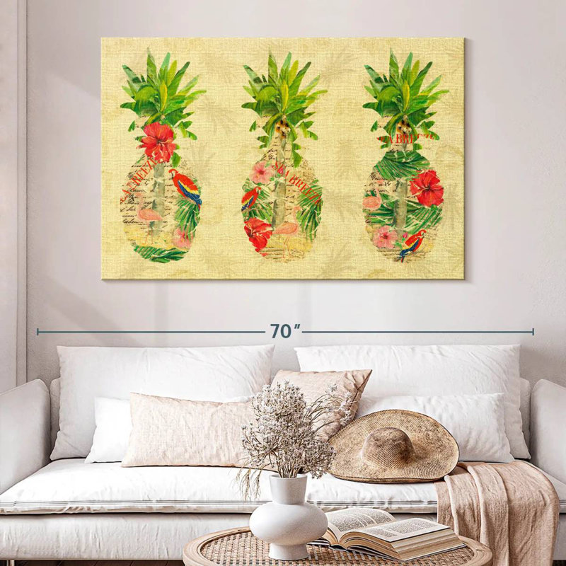 Yarlin Triple Tropical Pineapple Collage, 34" H x 51" W