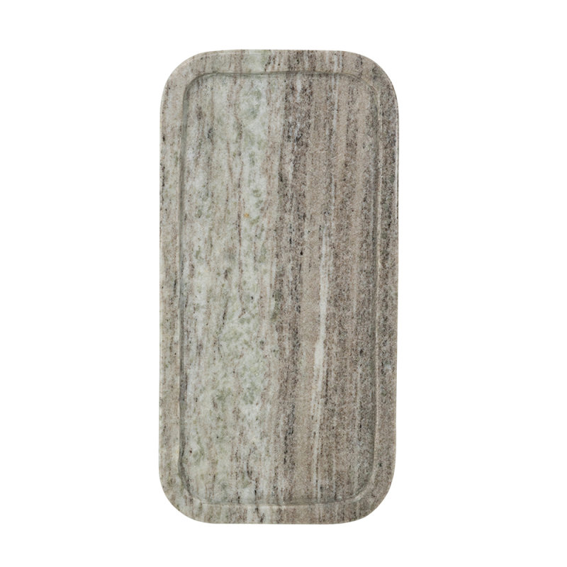 12X6" Rectangular Gray Marble Tray With Raised Edges