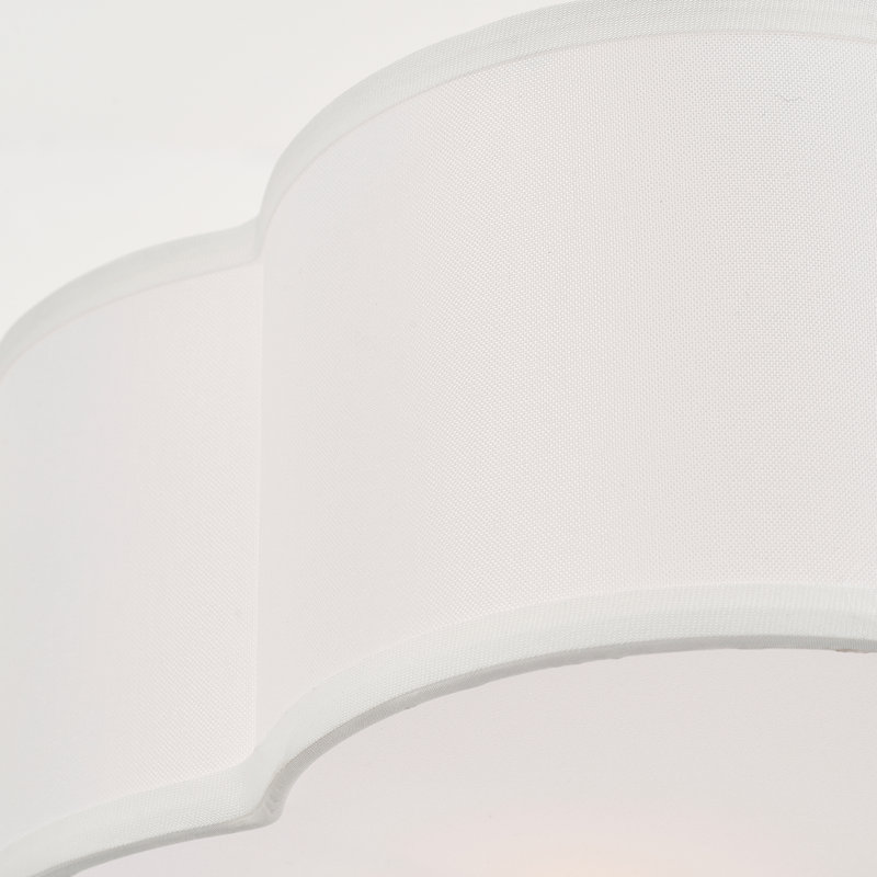 Plafonnier semi-encastré 3 lumières en lin moderne, Nickel brossé