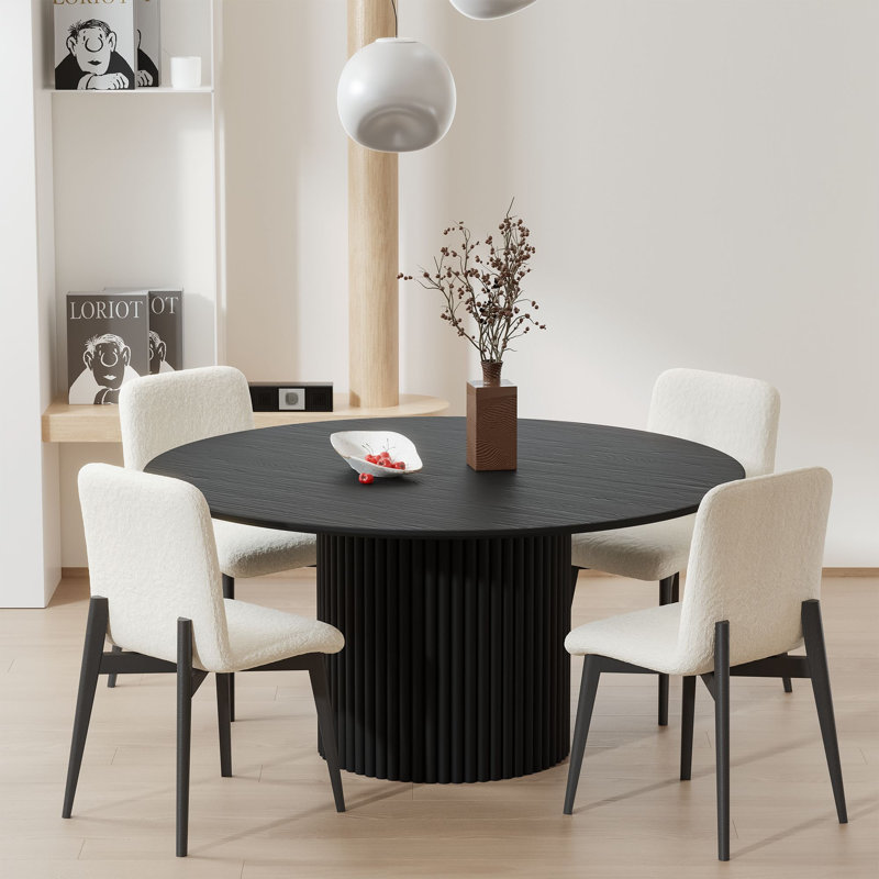 Ensemble de salle à manger à piédestal 3 pièces, Noir, 5