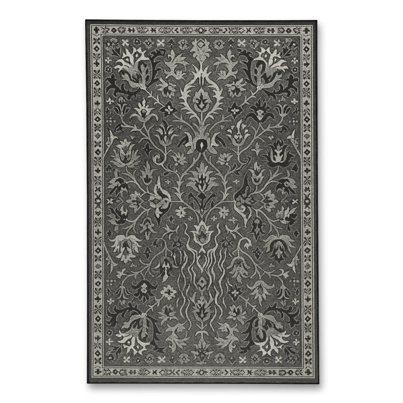 Tapis gris tissé traditionnel Mosso, 4'11" x 7'7"