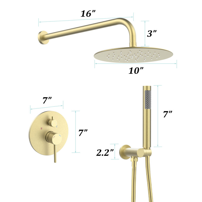 All-In-One Kit with Rough in-Valve, Brushed Gold