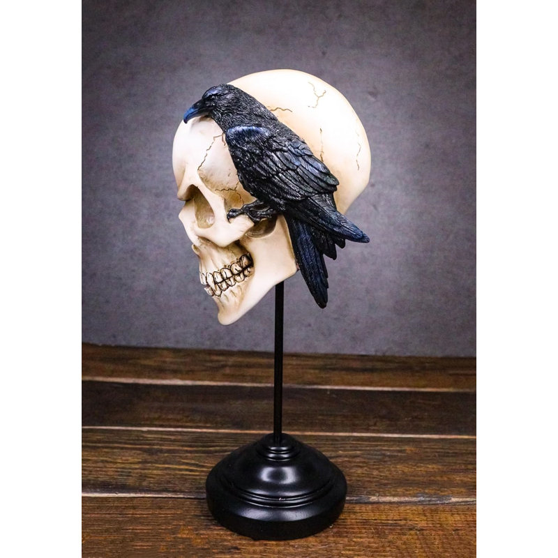 Ornement en forme de tête de mort Poe's Raven Nevermore Skull