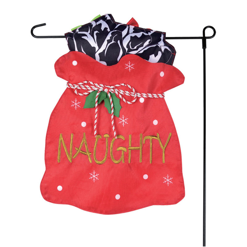 Drapeau de jardin en toile de jute à deux côtés 18 po x 13 po Naughty and Nice