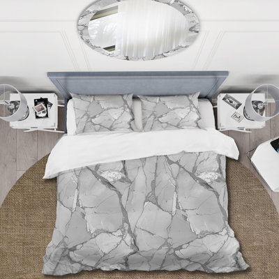 Grey Marble IV - Traditional Duvet Cover Set