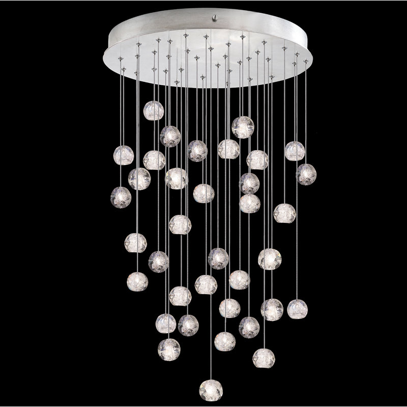 Luminaire suspendu rond 34 po Natural Inspirations, Argent
