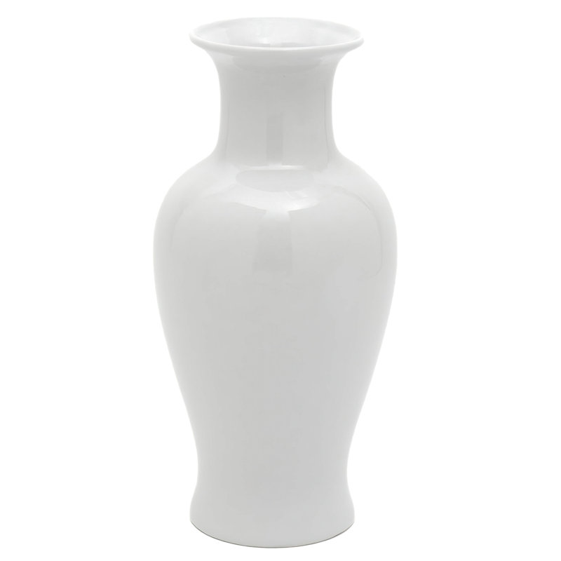 Vase de table en porcelaine Aneekha, Blanc, H 23,75 po x l 10,25 po x P 10,25 po