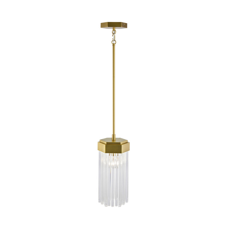 Kitt - Laiton brossé avec abat-jour en verre transparent, Une lumière, H 61,89 po x l 6,9 po x P 5,98 po