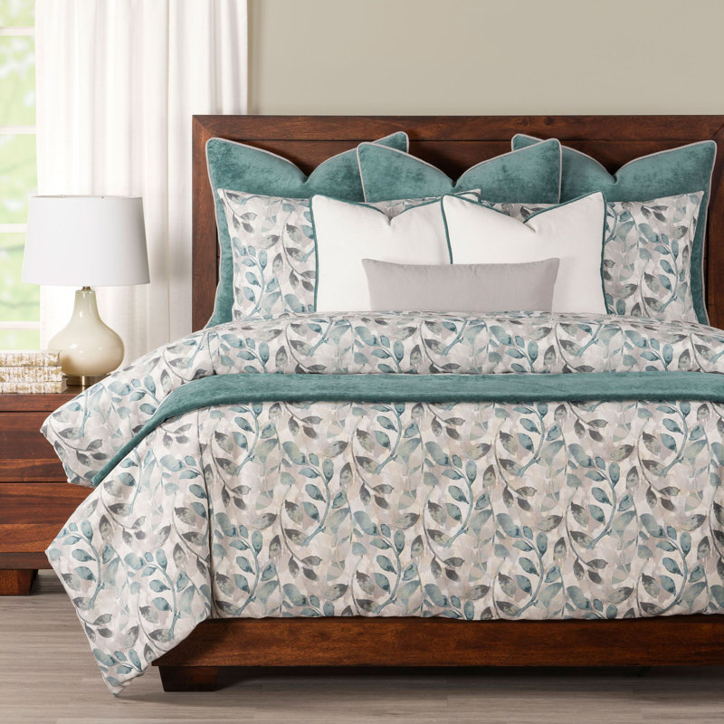 Siscovers Water Garden Botanical Print Duvet Cover Set, Cal. King Duvet + 2 King Shams