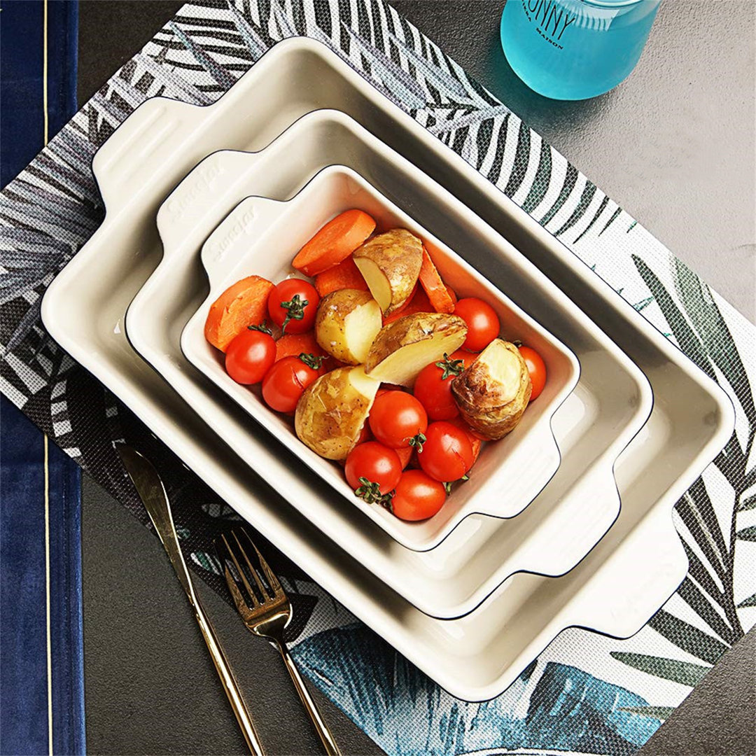 Home Ceramic Bakeware Set Of 4, Casserole Dishes For Oven, Rectangular Baking Dish With Handles, Lasagna Pans Deep For Cooking, Gratin, Roasting, Banq