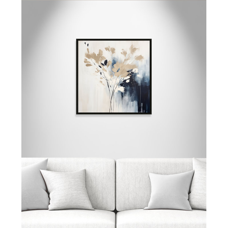 «Bliue Earthly Neutralité II» par Irena Orlov, L 25,5 po x H 25,5 po, Toile avec cadre, Flottant espresso