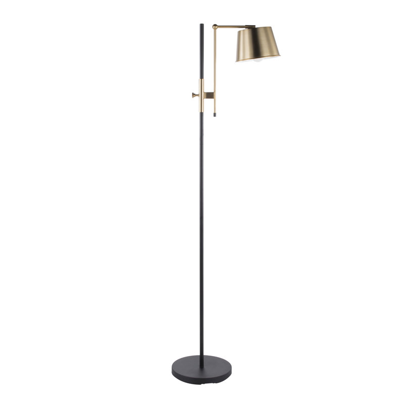 Lampe sur pied noire et laiton antique