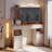 Vanity Desk With Mirror And Lights,Makeup Vanity With  2 Usb Power Strip, Vanity Set With Three Drawers And Two Cabinet, 7 Lights With 3 Lights Colors, Foldable Three-Sided Mirror(White)