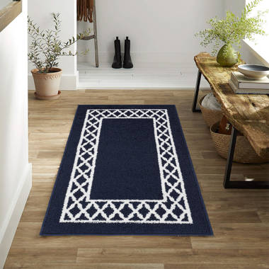 Jean Pierre Tufted Floral Scrollwork Accent Rug - Navy/White - 2 ft