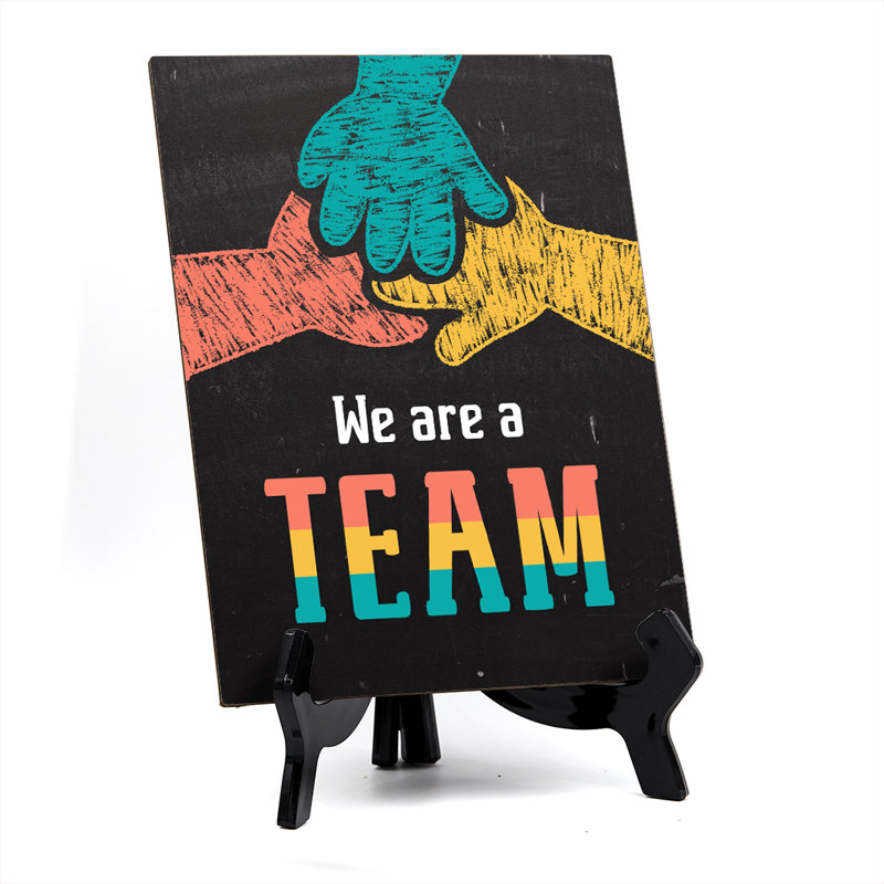 Enseigne de table We are a Team avec support en acrylique