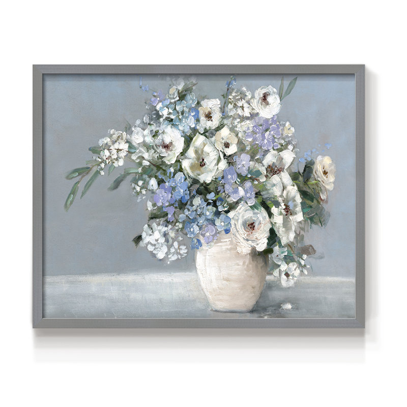 Countryside Bouquet -Framed Print - Restickable, Gray, 16" H x 20" W