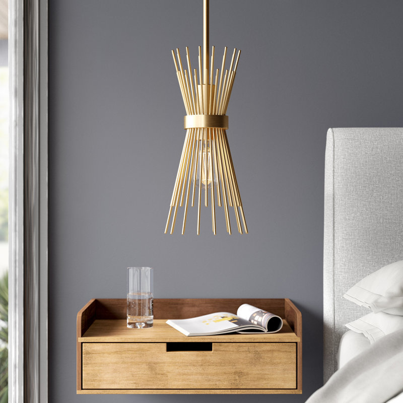 Luminaire suspendu unique en forme de sablier à 1 lumière Andromeda, Doré