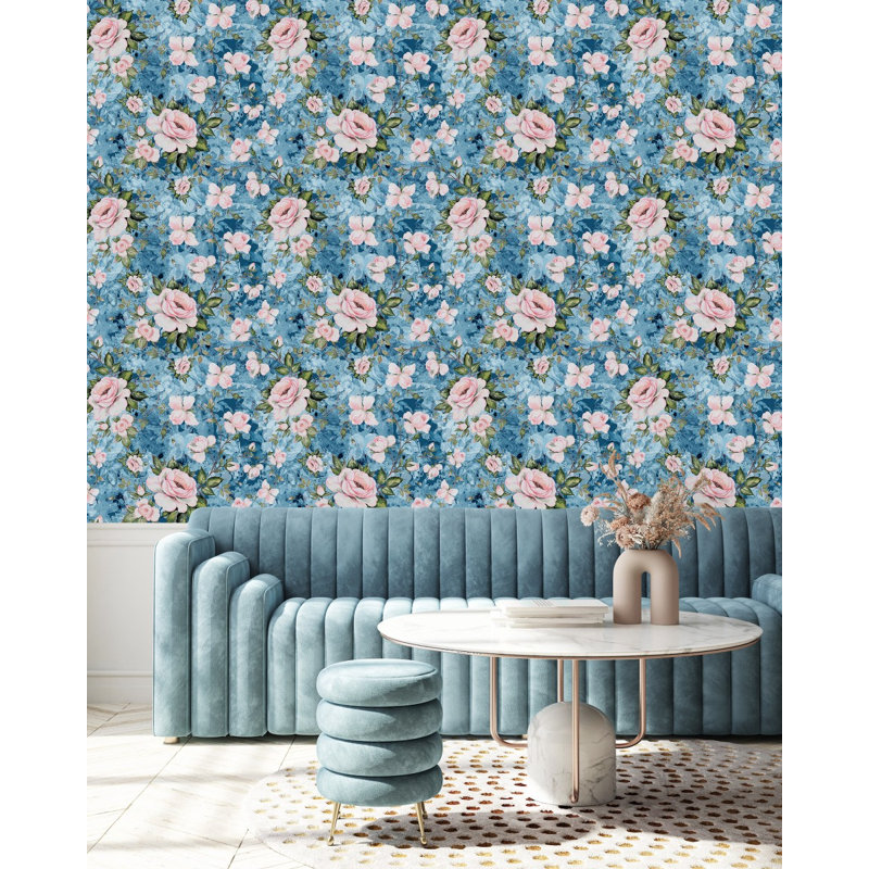 Panneau de papier peint floral, L 2,08 pi x L 10,42 pi