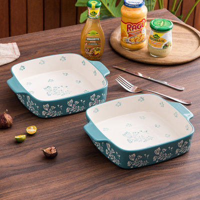 Wisenvoy Square Ceramic 2 Piece Casserole Bakeware Set