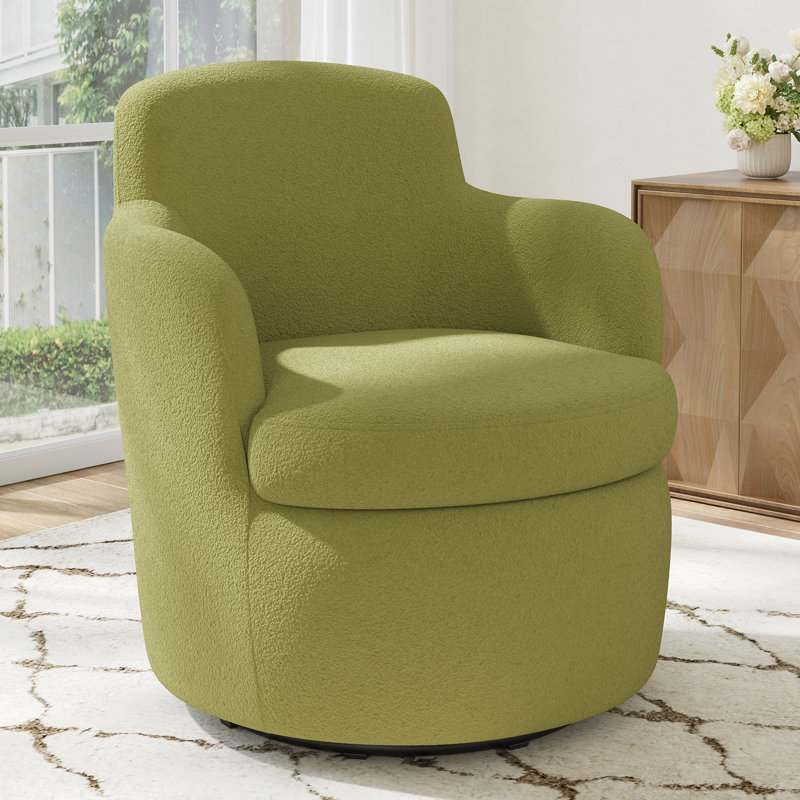 Fauteuil demi-tonneau pivotant à 360 ° Modern, fauteuil d'appoint Boucle, canapé simple rembourré, Vert