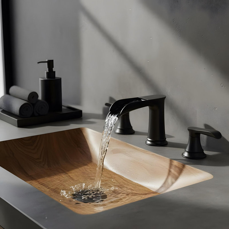 Robinet de lavabo de salle de bain avec bonde escamotable et double poignée levier, Noir