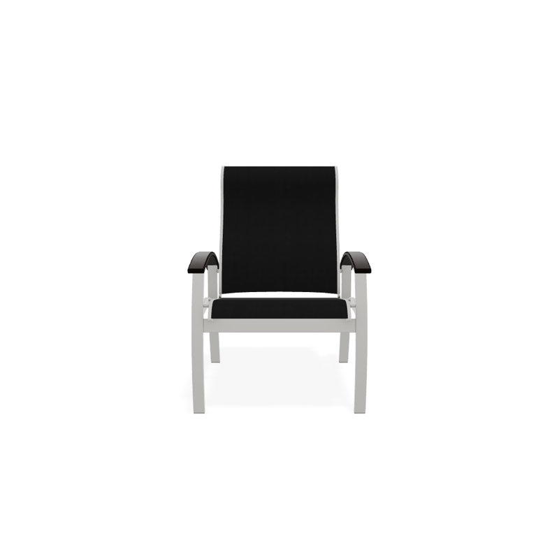 Askar Premium All-Weather Wicker Outdoor Dining Armchair with Cushion, Black 5D Sunbrella®, Black, Textured Snow