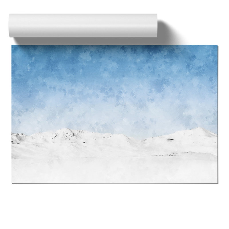 Snowy Mountains in Austria Painting - Frameless Print, 30cm H x 42cm W x 0.1cm D