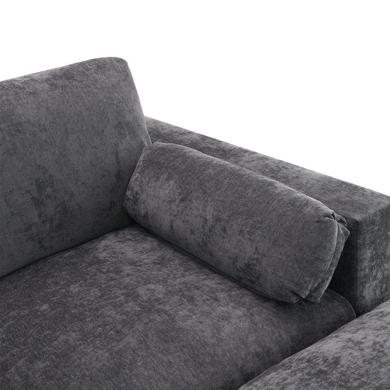Canapé modulaire de 84,5 po avec poches de rangement, ensemble de canapé en chenille en forme de U à 5 sièges avec coussins, canapé à combinaison libre avec repose-pieds mobile