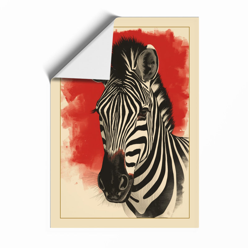 Zebra Head Study Modern - Framed Print, Unframed, A4 - 29.7 x 21.0 cm