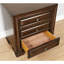 Table de chevet à 3 tiroirs en cerisier brun et puissance, conception en bois incrusté, veilleuse, solide pour chambre à coucher avec tiroirs, ports, prise de courant, incrustation, anglais