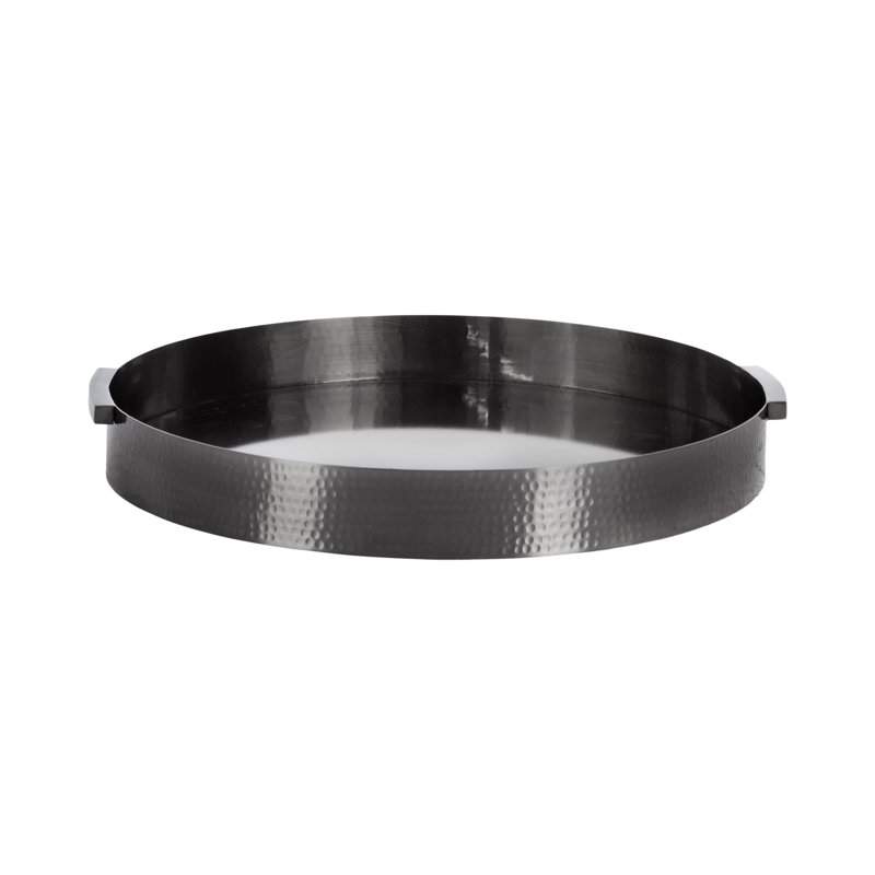 Plateau en métal martelé Yasmine, Gris, 2" H x 17" W x 17" D