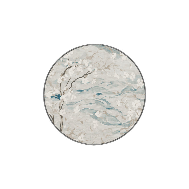 Machine Washable Gray Area Rug, Round 6'