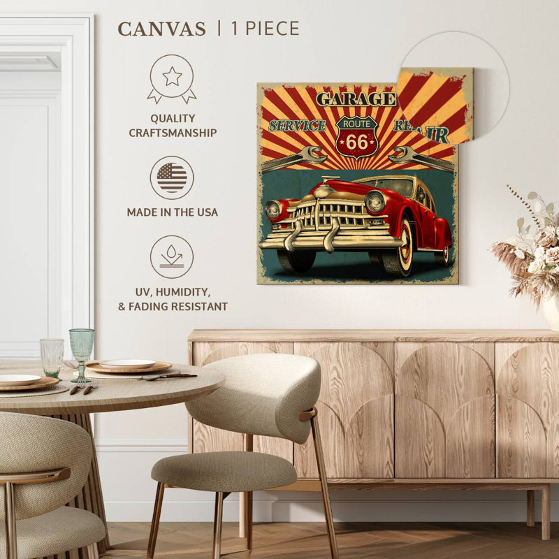 Mehar Route 66 Retro Car, 36" H x 36" W