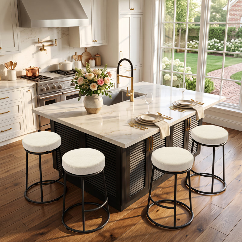 Tabouret de bar rotatif Modern, Beige, 4